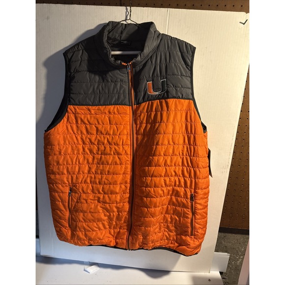 Miami Hurricanes Colosseum Best Men's  XXL Orange Quilted Puffer Lightweight NWT - Picture 1 of 7
